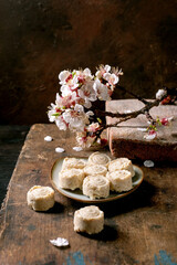 Cherry Blossom Sweets on Rustic Table