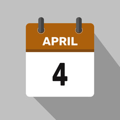 4 april calendar icon vector month date number illustration design