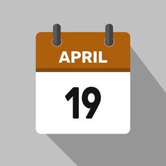19 april calendar icon vector month date number illustration design