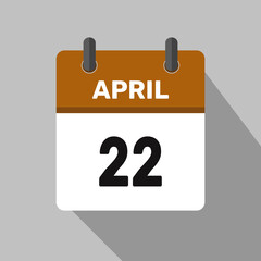 22 april calendar icon vector month date number illustration design