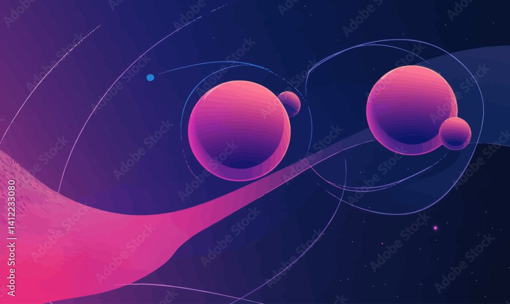 Aufkleber abstract molecular structure design with atoms and particles in 3d science concept