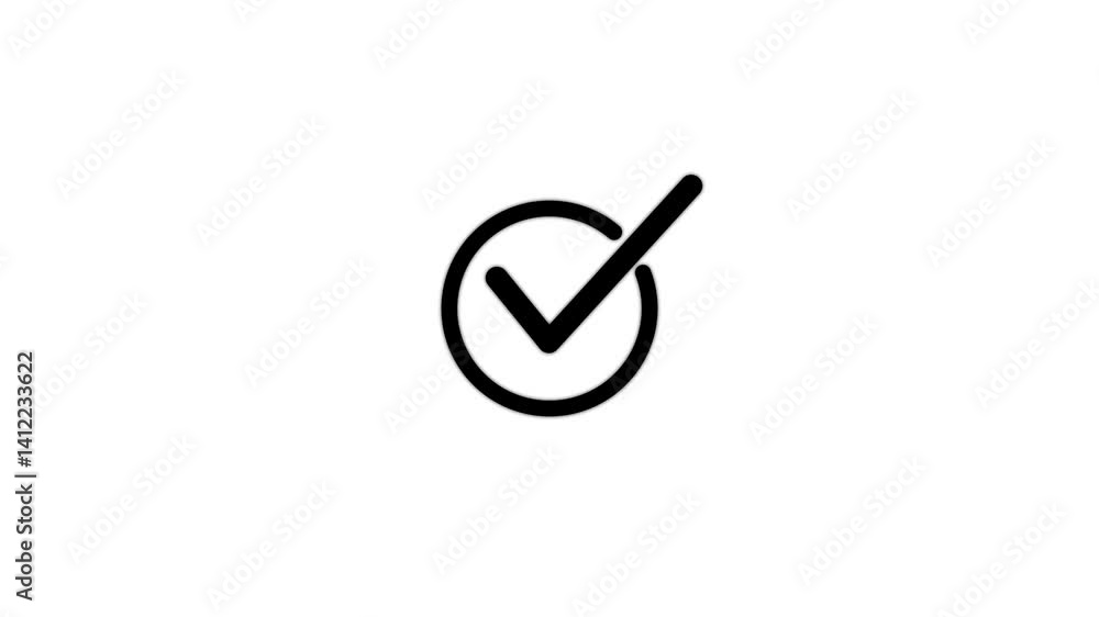 Aufkleber check animated icon with white background.animated black check mark in circle.check mark with alpha 