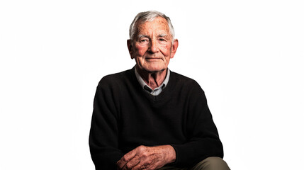 a portrait of an old man sitting on a transparent background, PNG image, PNG file, Generative art.