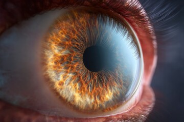 Fiery Iris: A Close-Up Macro Photograph of a Human Eye