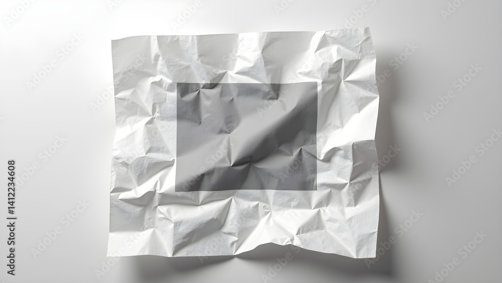 Poster crumpled paper with grey square texture background for design element