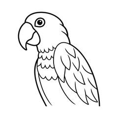 Black and White Illustration of a Parrot with Cartoon Features
