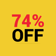 Price discount 74 percent promotion yellow tag