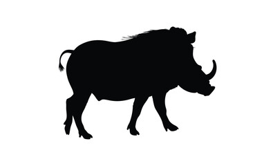 Warthog silhouette, Wild pig vector, African animal icon, Warthog graphic illustration