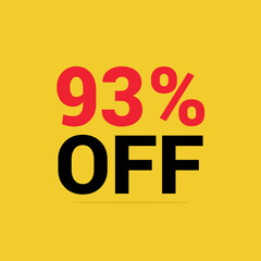 Price discount 93 percent promotion yellow tag