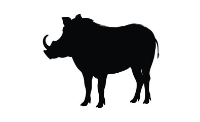 Warthog silhouette, Wild pig vector, African animal icon, Warthog graphic illustration