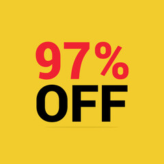 Price discount 97 percent promotion yellow tag