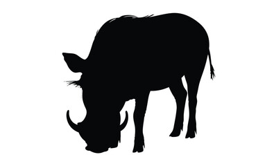 Warthog silhouette, Wild pig vector, African animal icon, Warthog graphic illustration