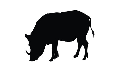 Warthog silhouette, Wild pig vector, African animal icon, Warthog graphic illustration