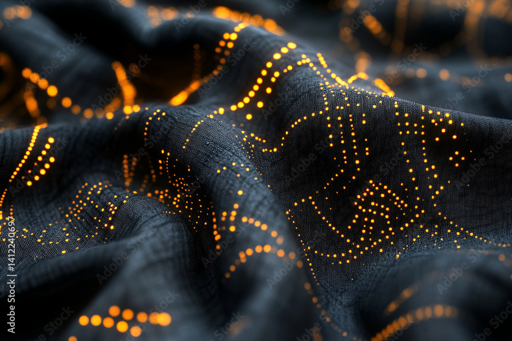 Poster dark fabric with glowing orange pattern abstract texture background