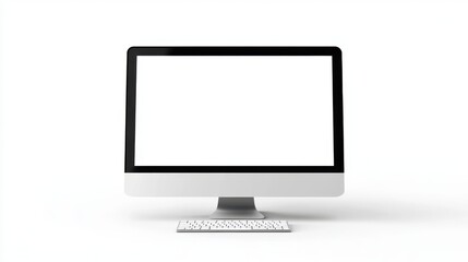 Computer with empty screen on white background. Vector mockup.