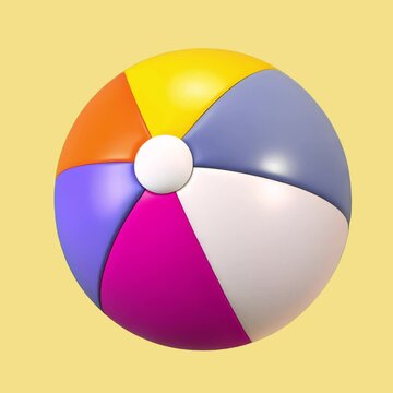 Beach ball 3d element animation isolated asset, transparent 4K video, alpha channel, ProRes 4444