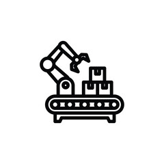Automated Arm Placing Boxes on Conveyor Belt Icon