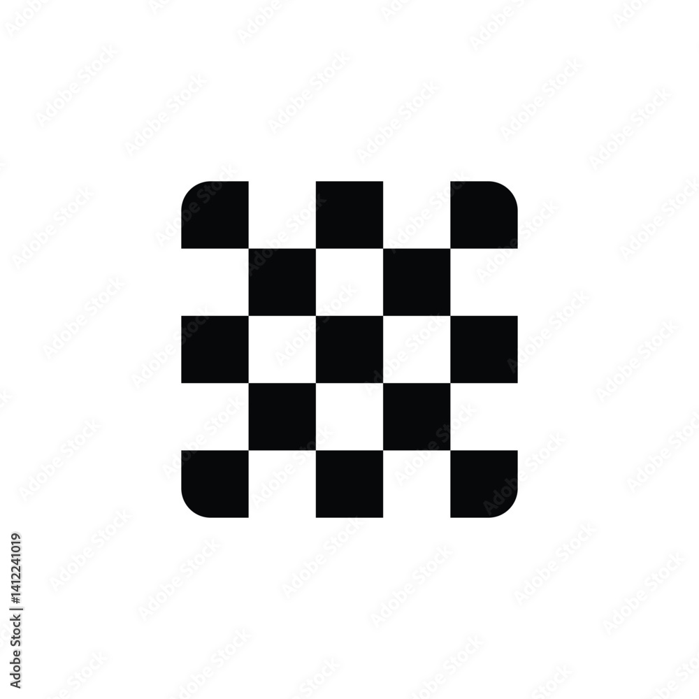 Poster checkered pattern with rounded corners in black and white