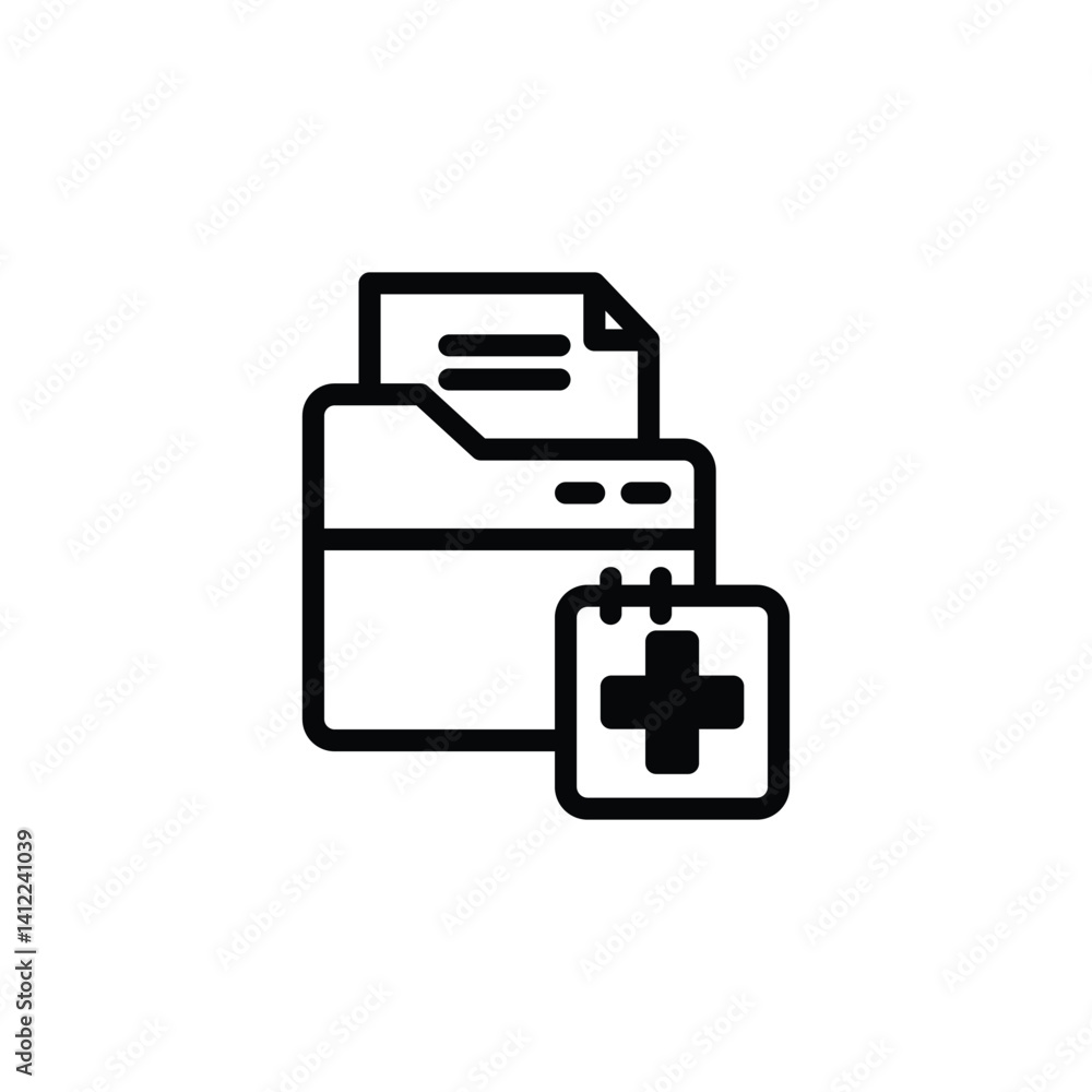 Poster Add File Icon Simple Folder with Plus Sign Document Creation