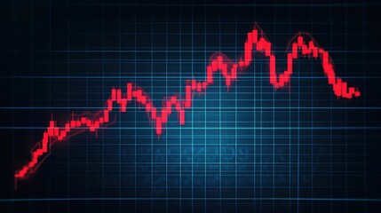 Stock market decline illustration on digital grid background visualisation