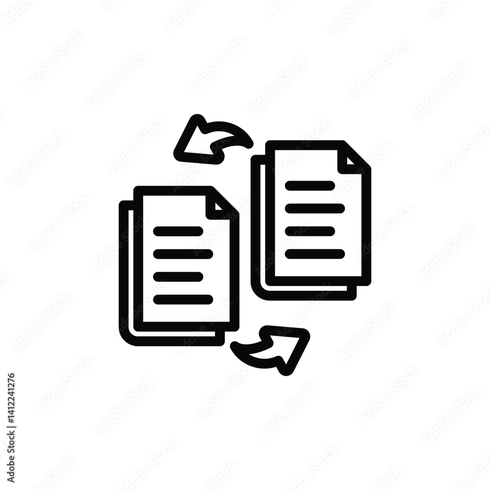 Poster transferring documents with arrows in simple outline style