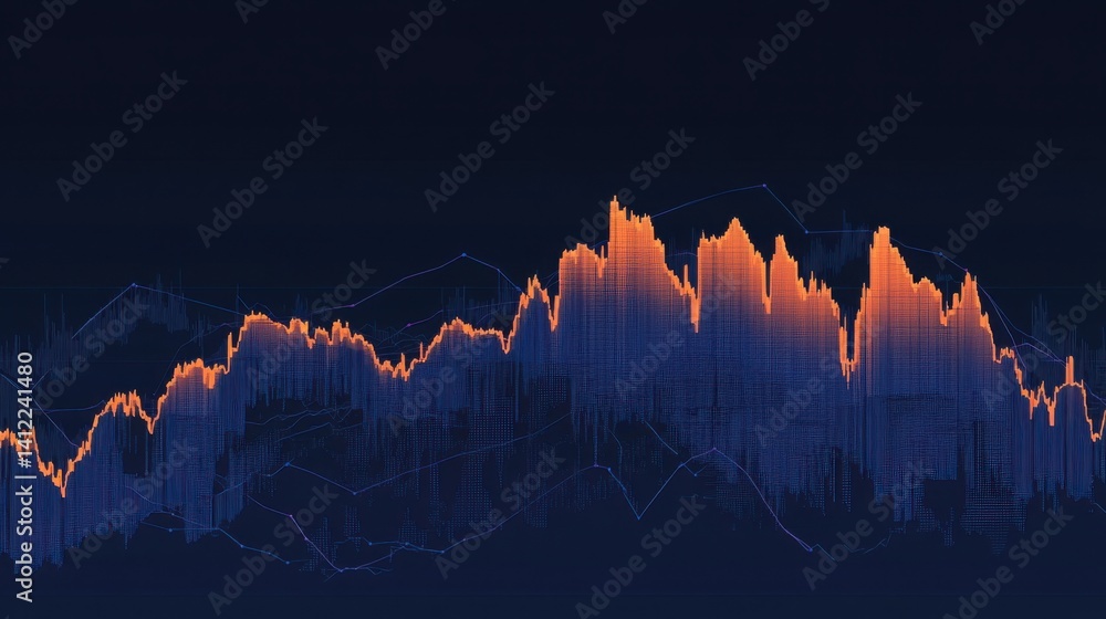 Poster intricate financial market data visualization with abstract trading graph