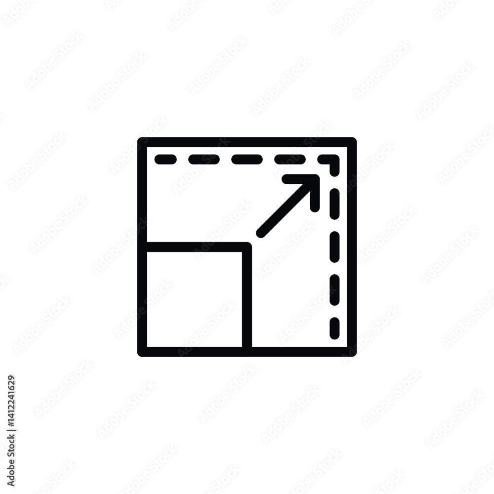 Poster scaling up icon with arrow outline on white background