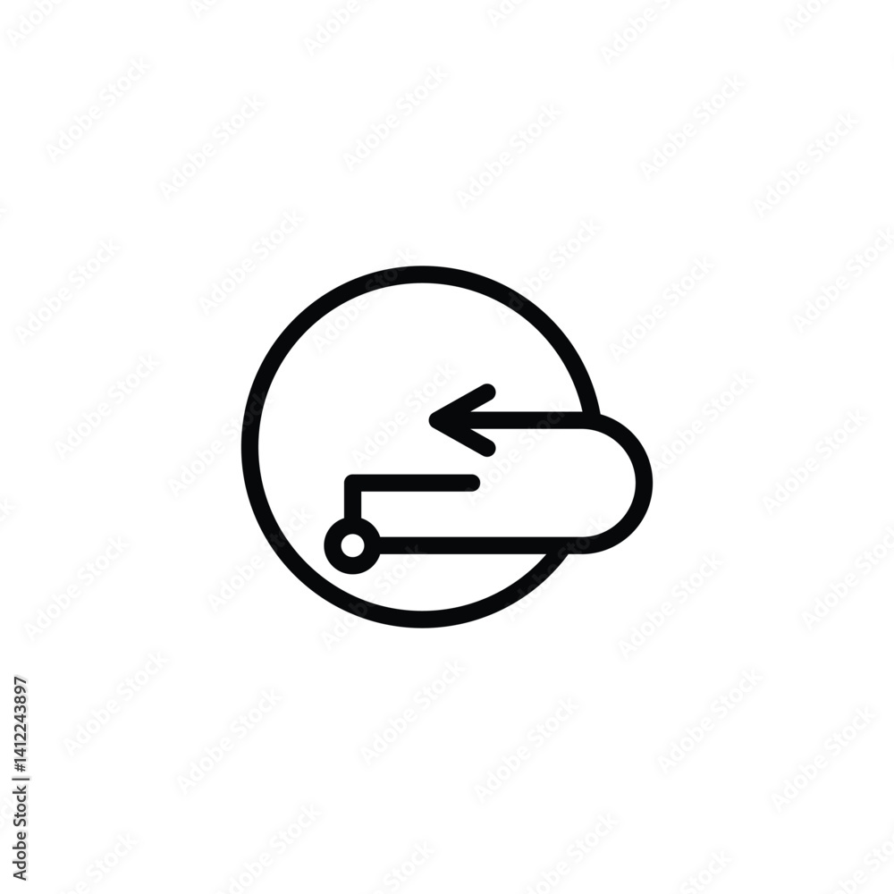Poster route planning icon showing arrow path within circle