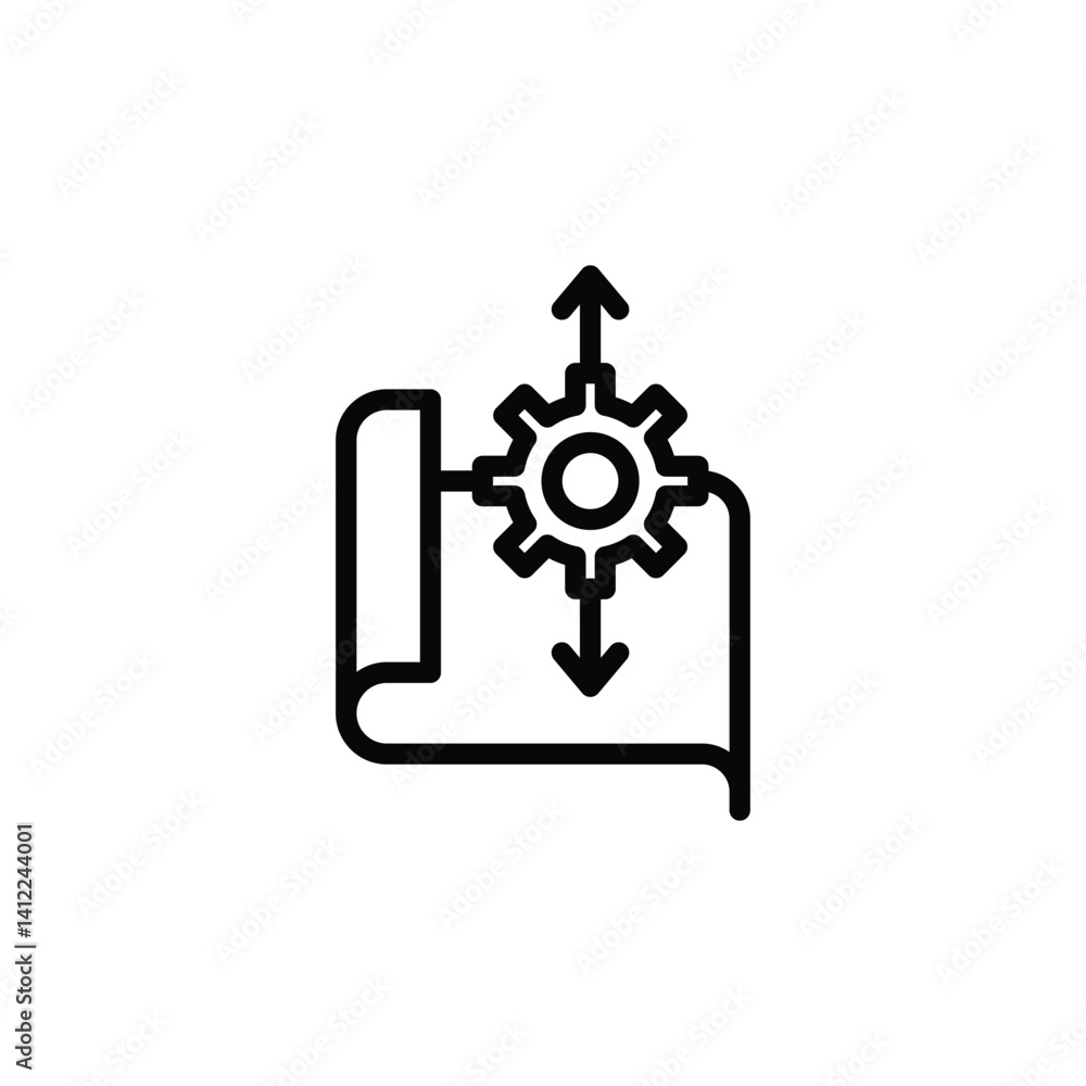 Poster gear adjusting document with up and down arrows