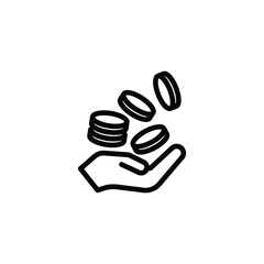 Coins Falling Into Hand Icon Financial Giving Concept