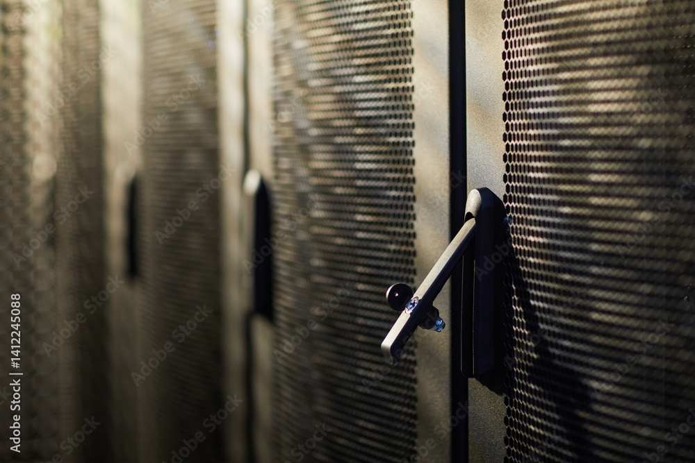 Aufkleber detailed view of server racks in a modern data center showing advanced technology equipment in a dar