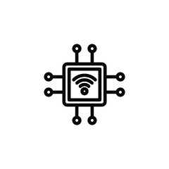 Computer Chip with Wireless Symbol Technology Icon
