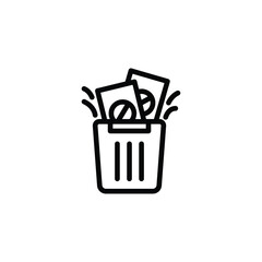 Throwing Away Prohibited Symbol Documents in Trash Can
