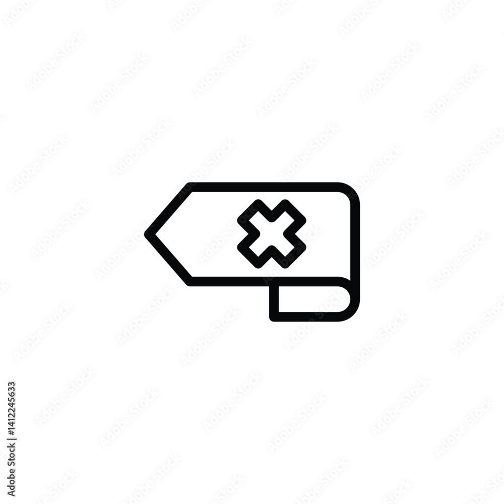 Poster removing element arrow icon black outline style