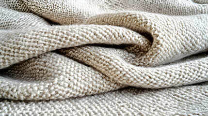 Fototapeta premium Closeup Beige Knitted Fabric Texture Detail