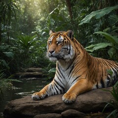 Fototapeta premium Tilly the Tiger’s Jungle Retreat