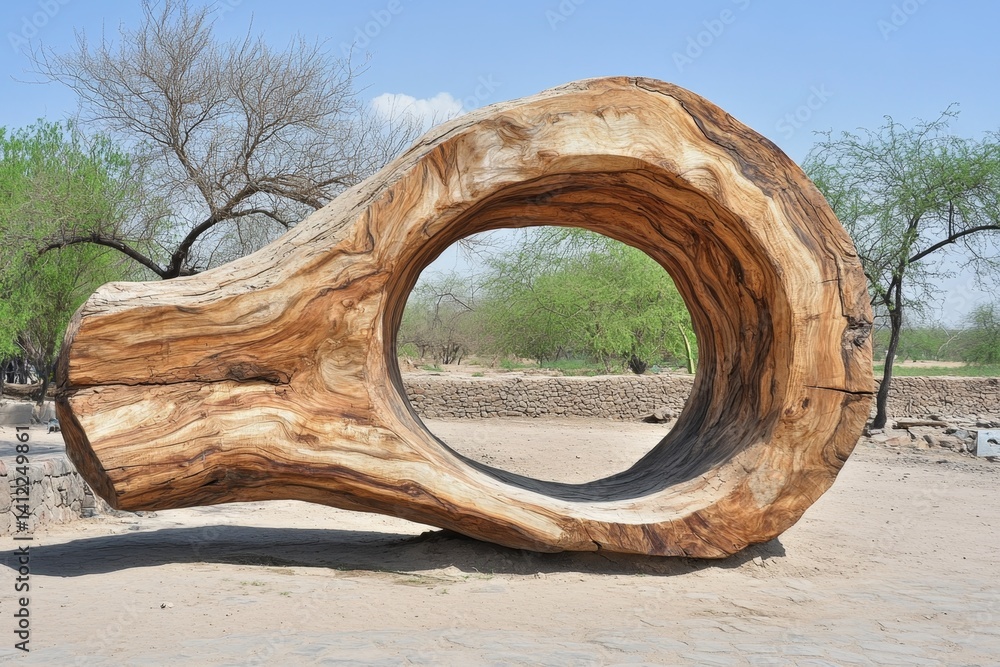 Poster a giant tree with a hollowed-out core, creating a natural tunnel through the trunk