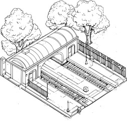 Modern style Train station isometric design, Modern style Train station vector illustration
