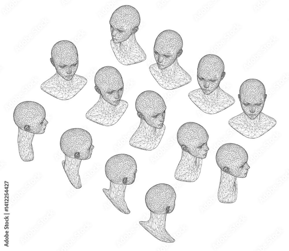 Poster a series of faces are shown in a grid, with each face having a different expression. the faces are a