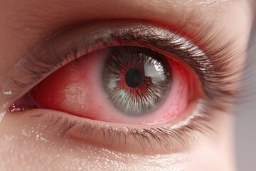 Obraz premium Inflamed Eye: Close-up Macro Shot with Intense Redness