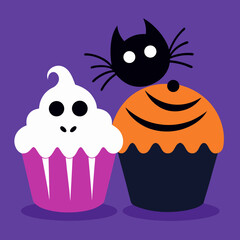 halloween cat and cake