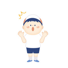驚く体操着の男の子のイラスト　全身