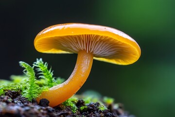 A single mushroom spore floating in the air, representing growth and transformation