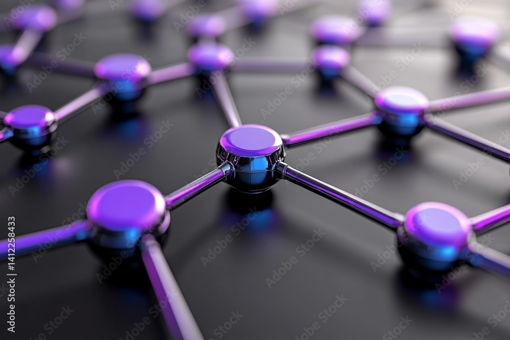 Poster a stylized icon of a business branch network, represented through interconnected dots