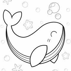Sea animals coloring cartoon 