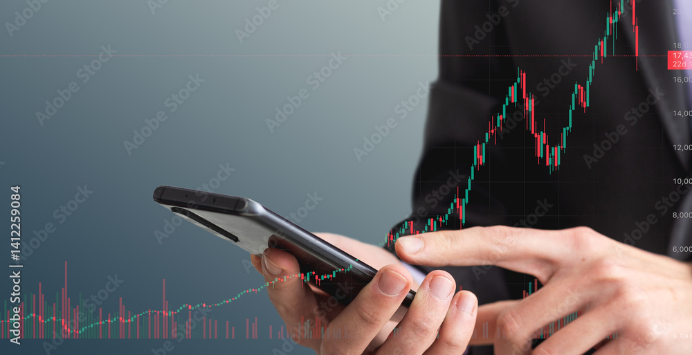 Aufkleber hand of trader with pen checking stock market data on screen