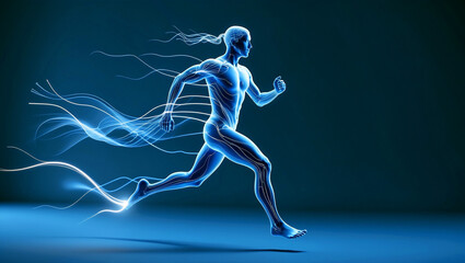Obraz premium Dynamic energy flow in human body silhouette