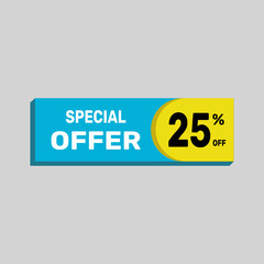 Special offer 25% sale banner. icon Vector illustration discount off on white background