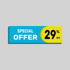 Special offer 29% sale banner. icon Vector illustration discount off on white background