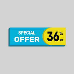 Special offer 36% sale banner. icon Vector illustration discount off on white background